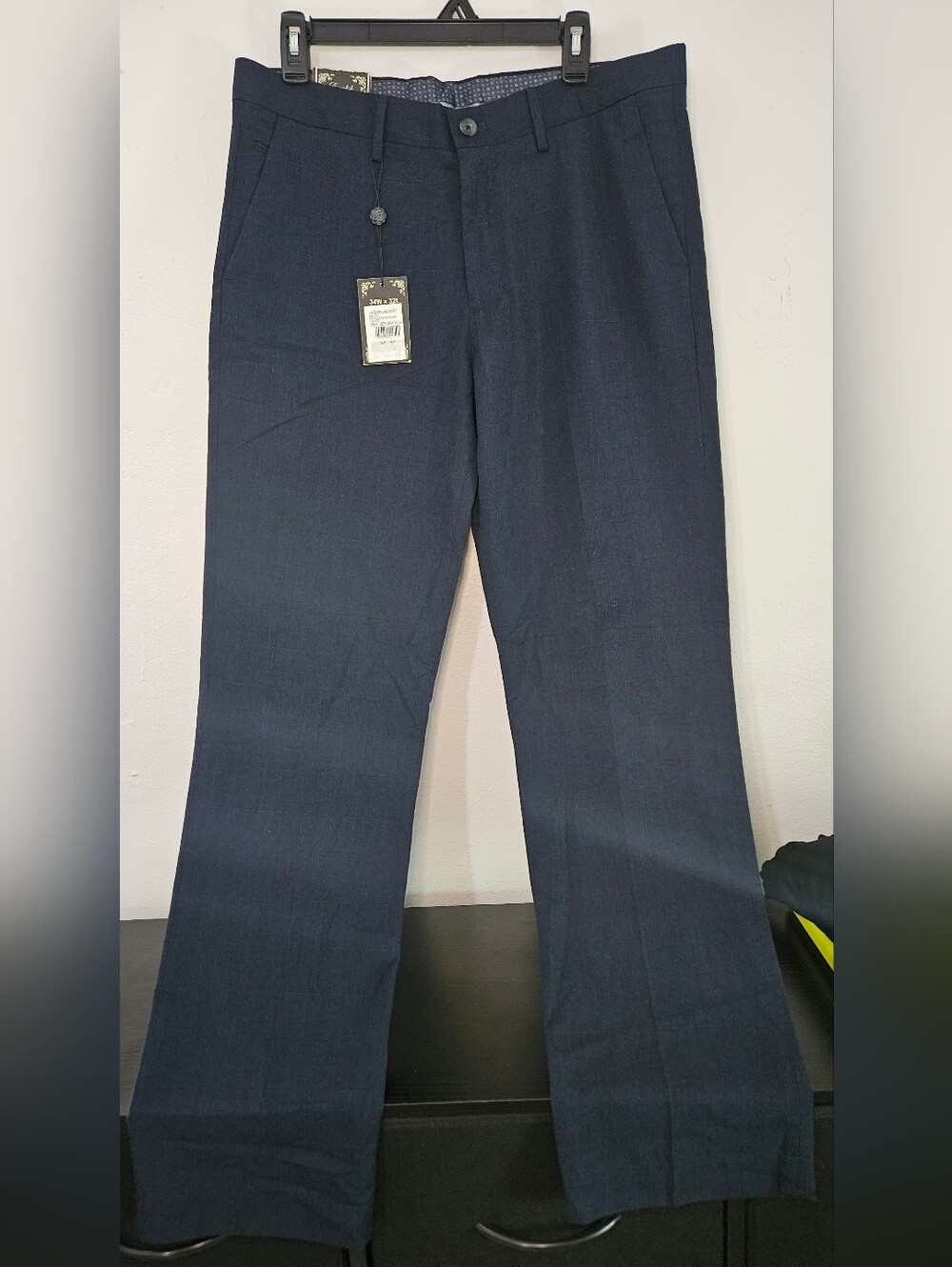 English Laundry indigo muted plaid Pants 34x32 Slim Fit indigo Stretch